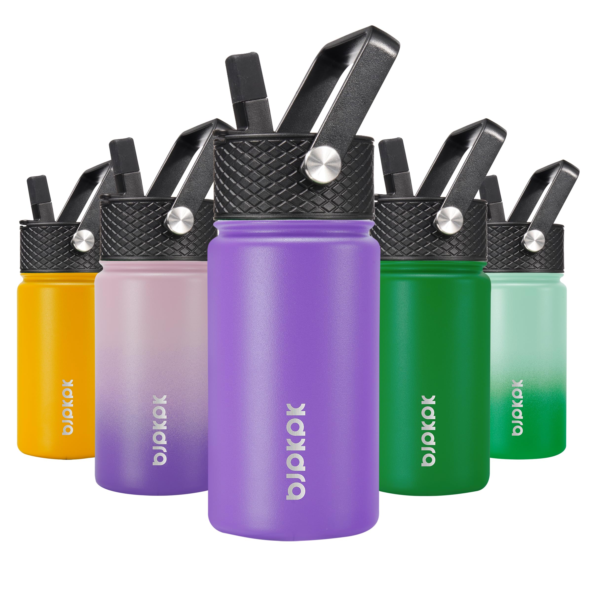 BJPKPK Insulated Water Bottle with Straw Lid, 15 oz Stainless Steel Metal Water Bottles, Reusable Leak Proof BPA Free Thermo, Flask, Cups - Lavender