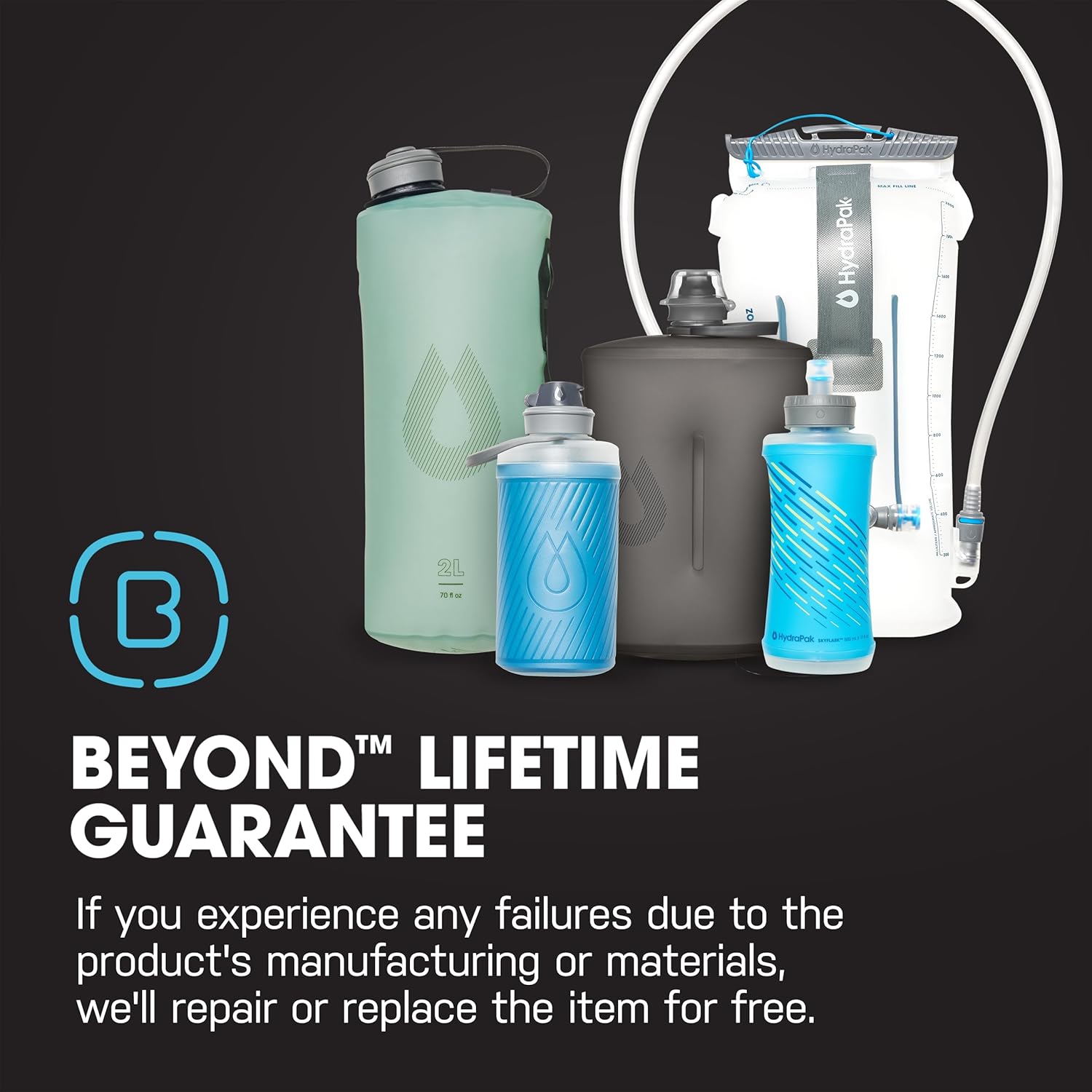 HydraPak Flux+ 1.5L Filter Kit - Collapsible Backpacking Water Bottle - BPA Free, Ultra Light, Spill-Proof Twist Cap, Clear