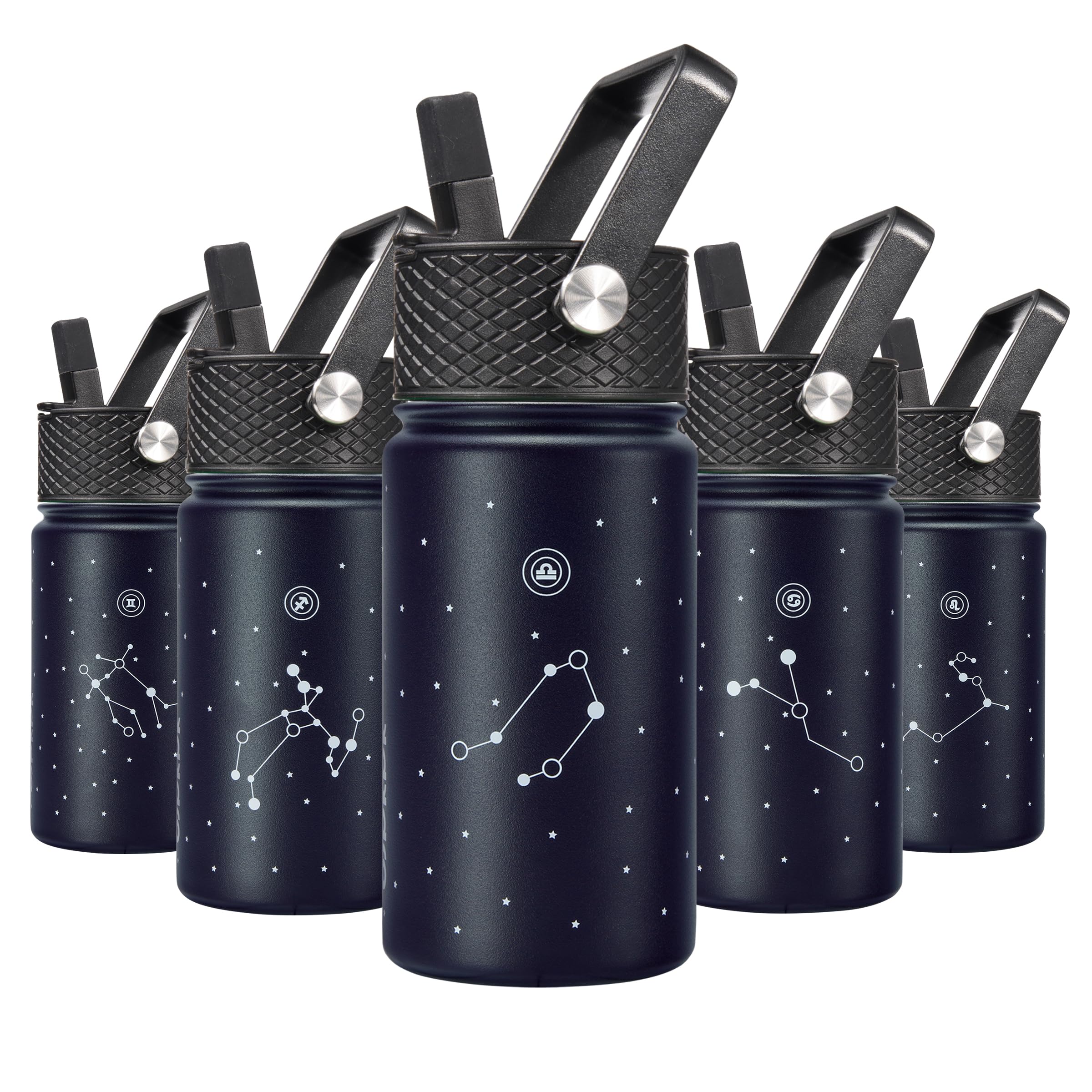 BJPKPK Insulated Water Bottle with Straw Lid, 15 oz Stainless Steel Metal Water Bottles, Reusable Leak Proof BPA Free Thermo, Flask, Cups - Lavender