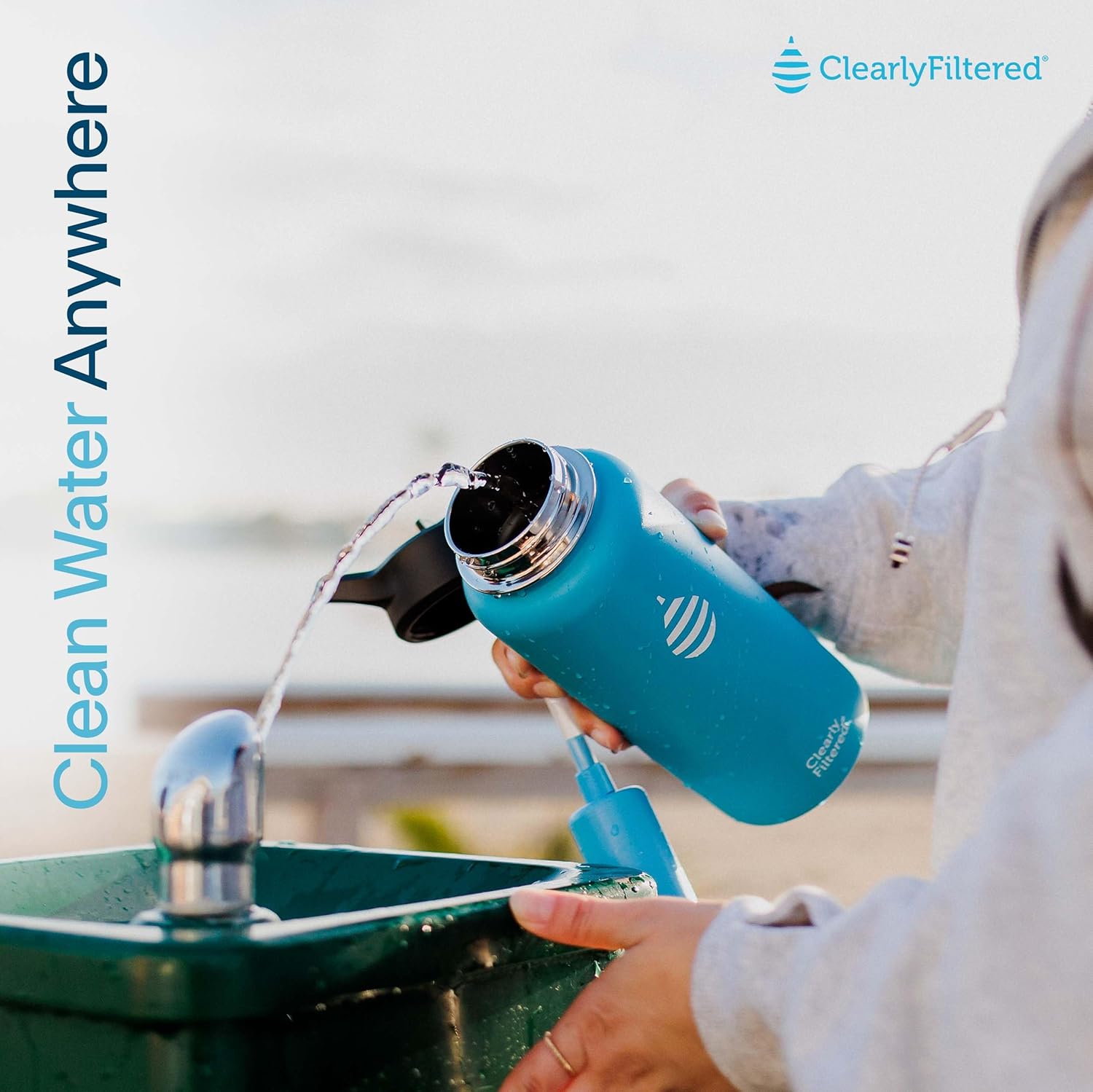 Clearly Filtered 32oz Water Bottle/Targets 220+ Contaminants/Double-Wall Insulated Stainless Steel Filtered Water Bottle BPA/BPS-Free Phthalate-Free Filters Fluoride Lead Chlorine (White)