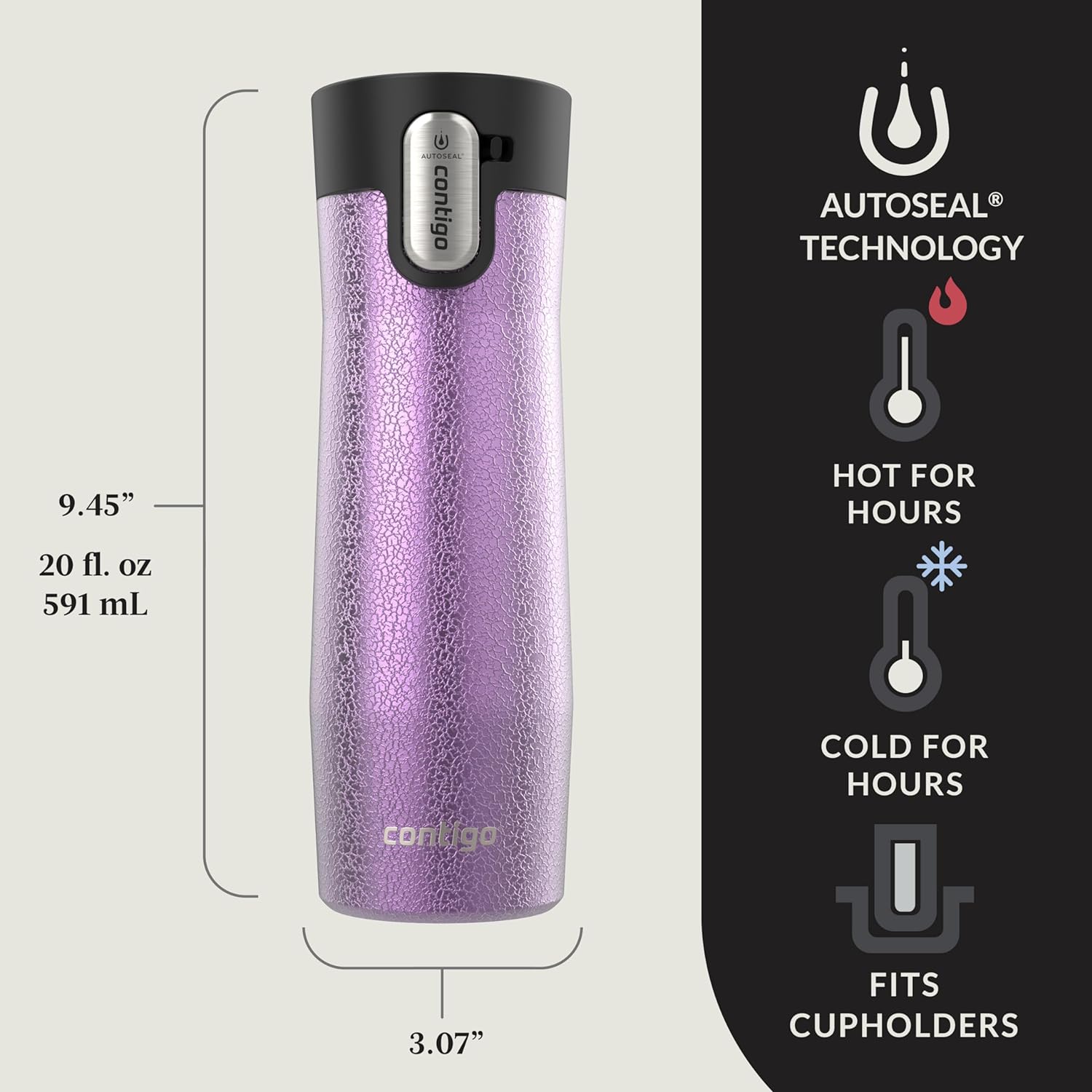 Contigo AUTOSEAL West Loop Vacuum-Insulated Stainless Steel Travel Mug with Easy-Clean Lid, 20 oz, 2-Pack