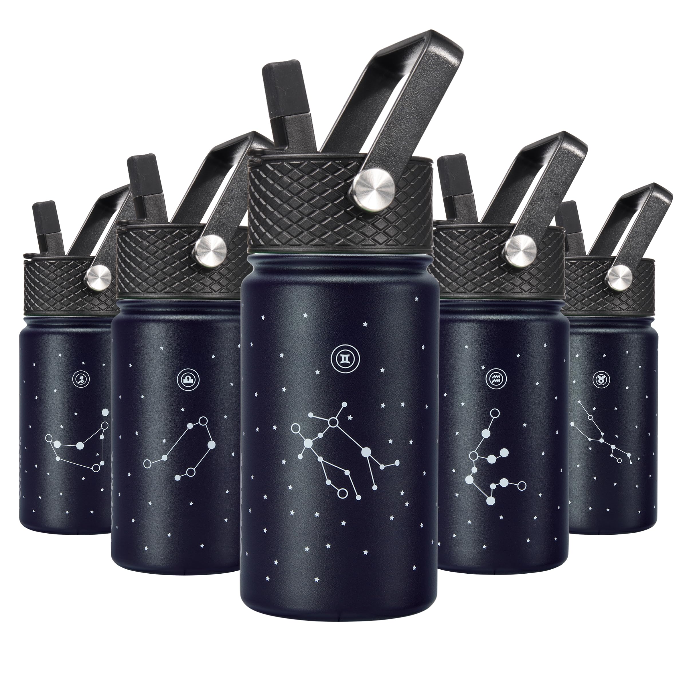 BJPKPK Insulated Water Bottle with Straw Lid, 15 oz Stainless Steel Metal Water Bottles, Reusable Leak Proof BPA Free Thermo, Flask, Cups - Lavender